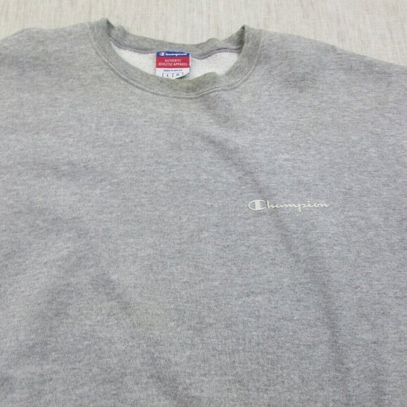 Champion Authentic Sweatshirt Mens Large Gray Fleece Lined Script Logo Pullover - Picture 6 of 10